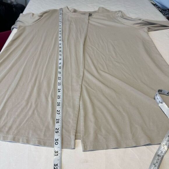 J. Jill Wearever Collection Women Tan One Button Tunic Cardigan Large Minimalist - Picture 7 of 9